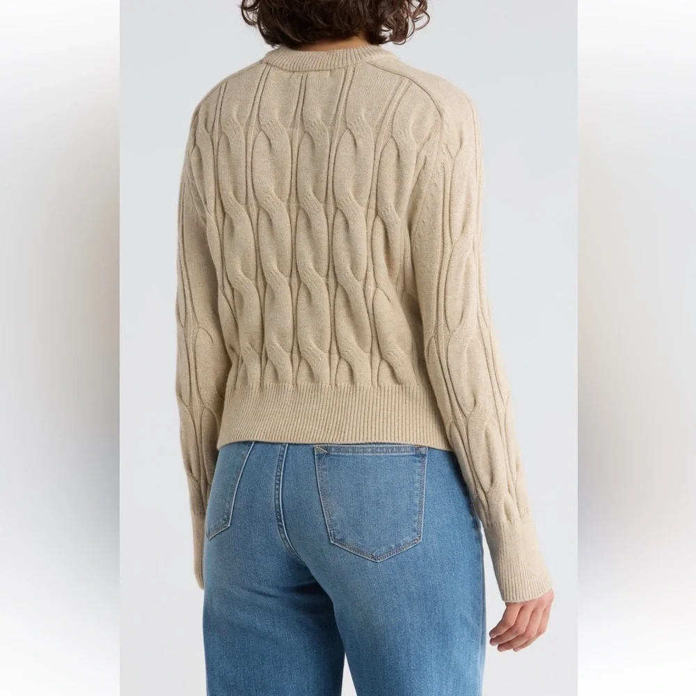 Vigoss Cable Stitch Crewneck Sweater in Oatmeal Size Large NWT